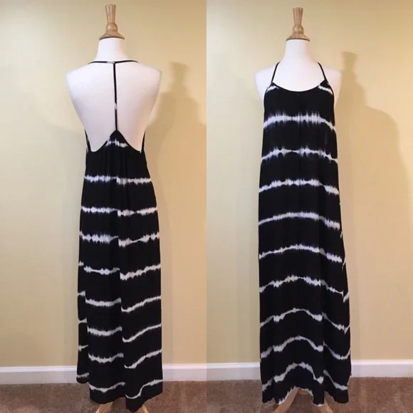 Open Y Back Tie Dye Maxi Dress Midnight - Picture 3 of 7